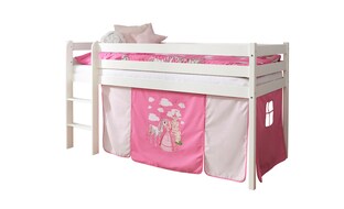 Hochbett Kiefer Weiß Vorhang "Horse Rosa-Pink 4tlg"