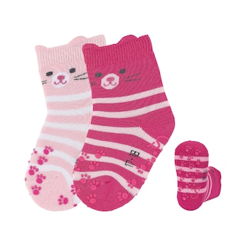 Lot de 2 paires de chaussettes antidérapantes chats