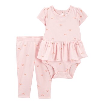 2-tlg. Set Body kurzarm und Leggings Regenbogen Rippqualität