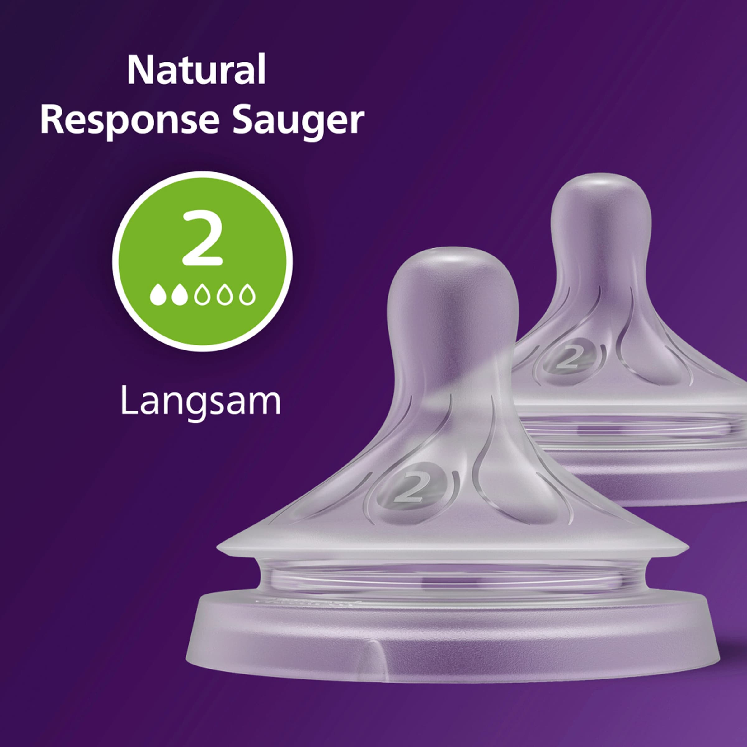 2er-Pack Natural Response Sauger, Silikon, Stufe 2, ab Geburt