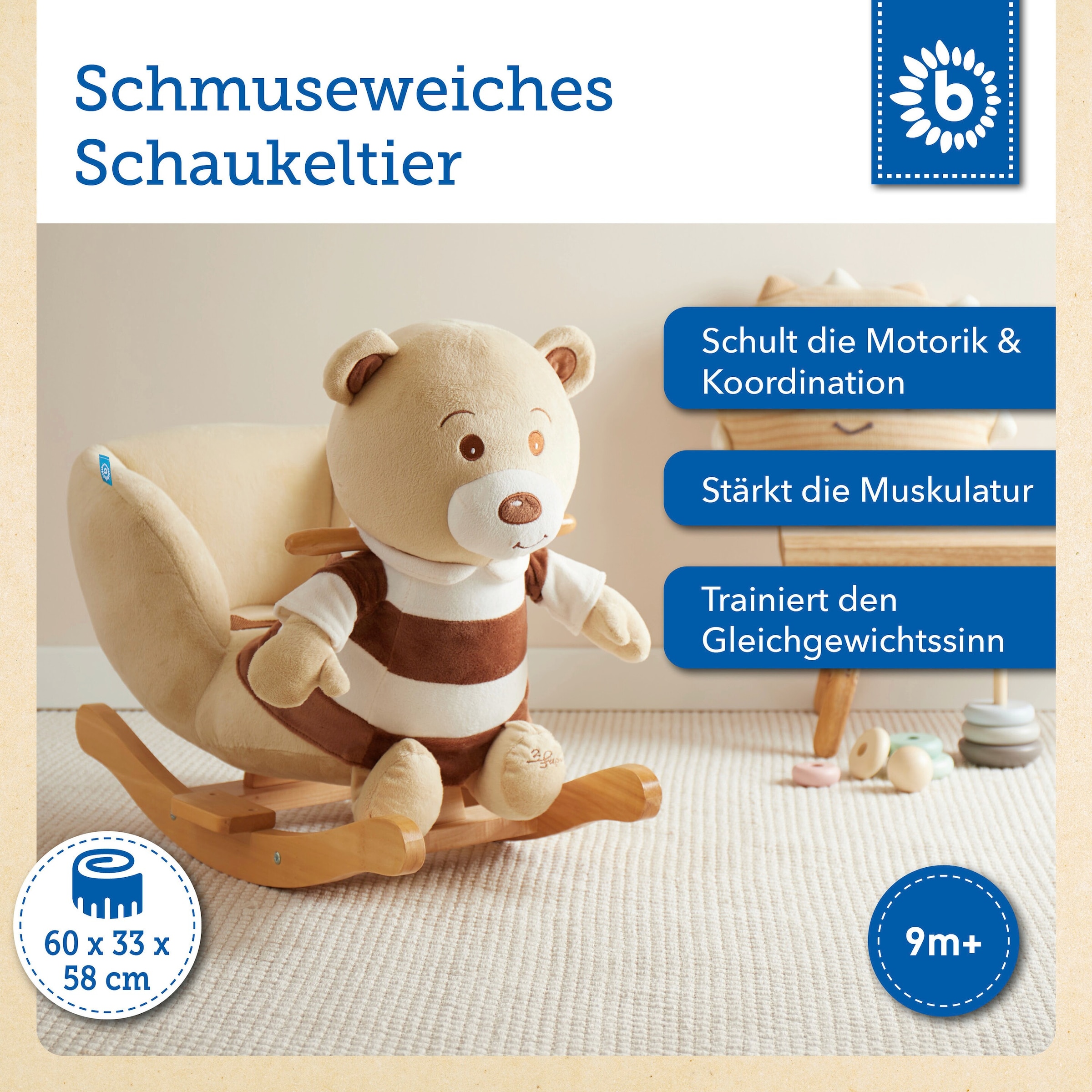 Bieco Plüsch Schaukeltier Bär Bubu