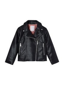 Mädchen Bikerjacke aus Lederimitat mit Recycling-Polyester, Übergangsjacke
