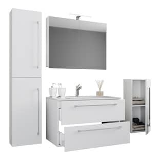 Waschplatz "Badinos" Spiegelschrank 60 cm + Midi- / Hochschrank, 5-teilig