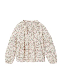 Bluse mit gesmokten Ausschnitt Mädchen, Blumenprint