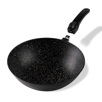 STONELINE STONELINE® Wokpfanne 30 cm, Made in Germany, Kokillenguss, mit abnehmbarem Griff, Induktion geeignet