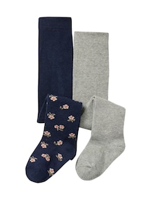 2er-Pack Baby Mädchen Strumpfhosen, uni und mit Blumenmuster