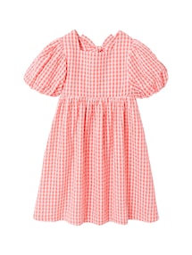Sommer-Kleid mit Ballonärmeln & großen Schleifen am Rücken, Vichykaro, Mädchen