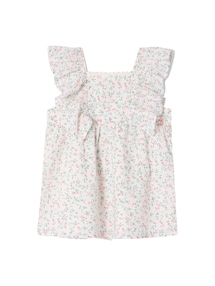 Baby Kleid mit Rüschenärmeln und Blumenmotiven