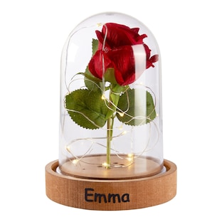 LED-Glas "Ewige Rose" mit Musik, personalisiert mit Namen