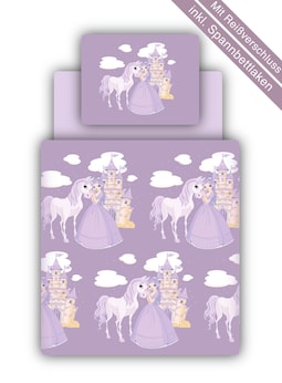 Kinder Bettwäsche Set inkl. Bettlaken Prinzessin Lila