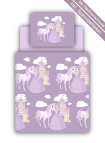 Kinder Bettwäsche Set inkl. Bettlaken Prinzessin Lila