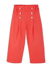 Weite Mädchen Hose mit Zierknöpfen, Matrosen-Look, Bundweite verstellbar