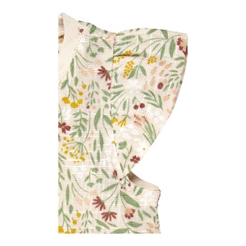 Kleid kurzarm Leinenoptik Blumen
