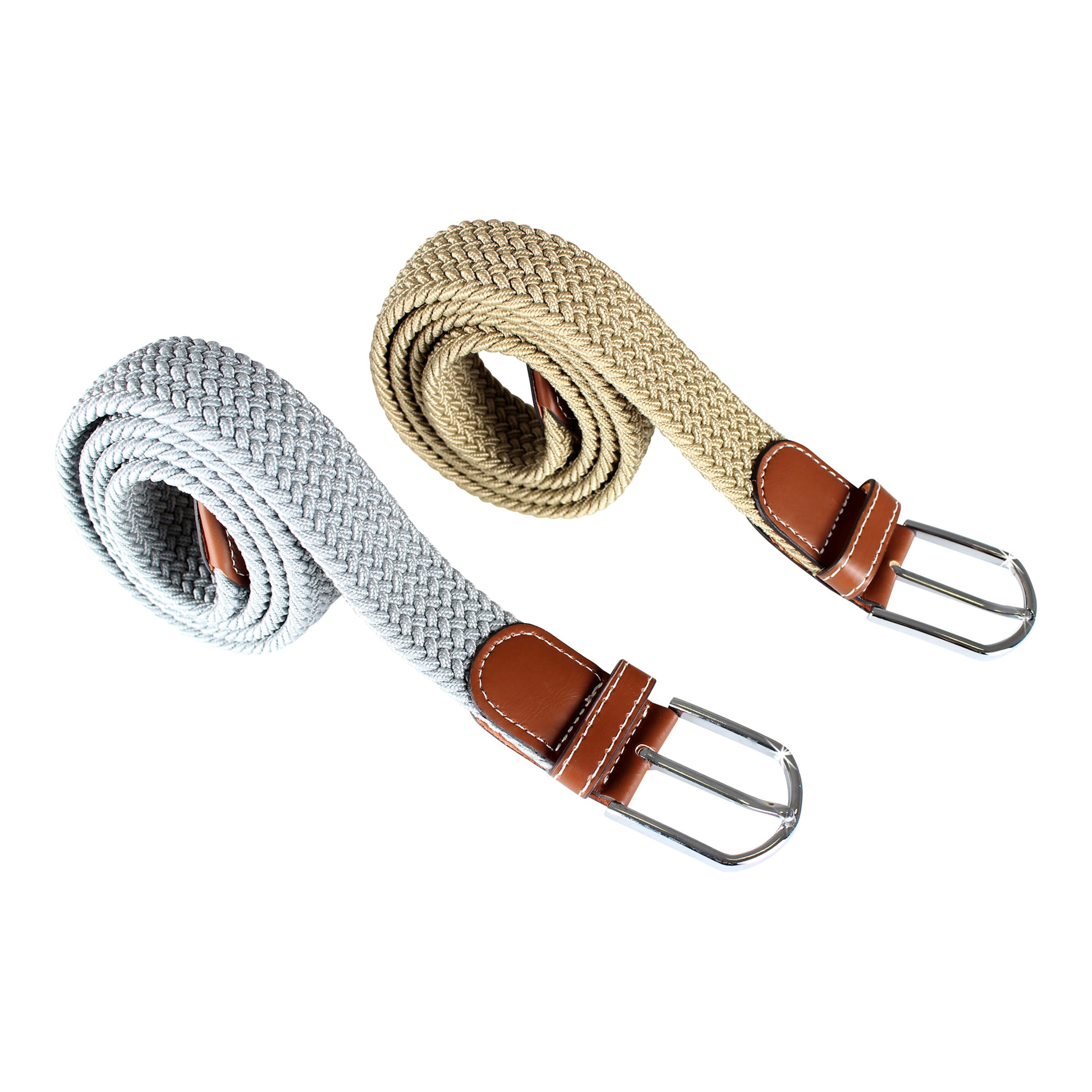 Stretch Gürtel, 2 Stück grau beige