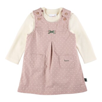 2-tlg. Set Webkleid mit Shirt langarm Punkte