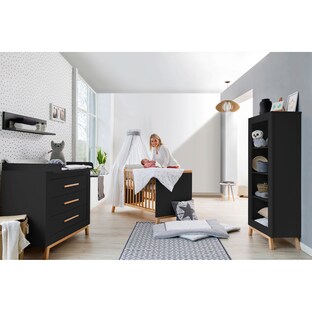 2-tlg. Babyzimmer Miami Black/Natur