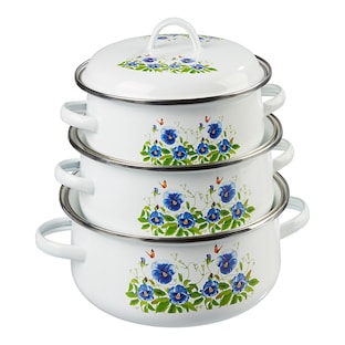 Emaille-Topfset "Blumenwiese", 6-teilig