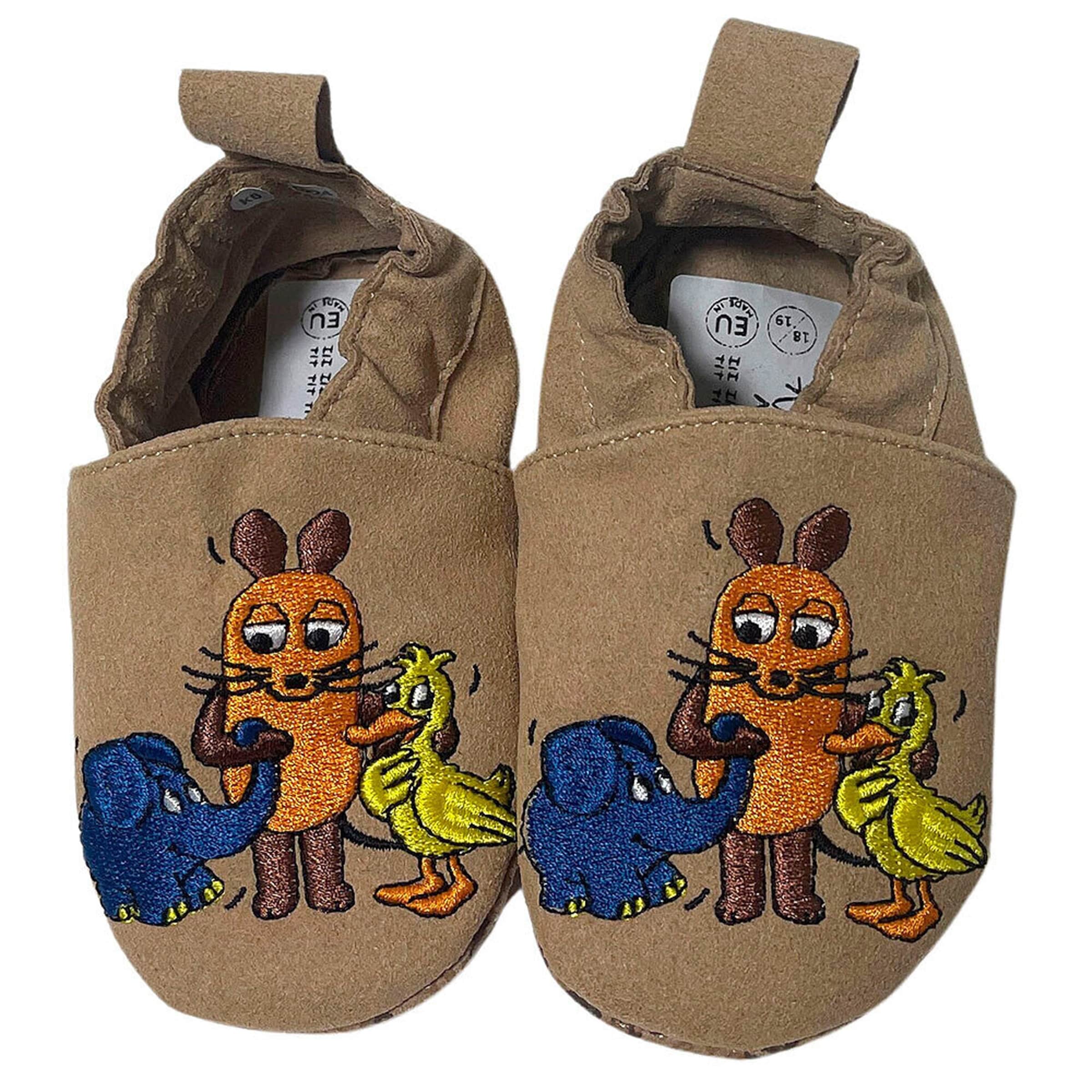 Hobea-Germany Kinderschuhe RecyStep Maus, Elefant und Ente beige