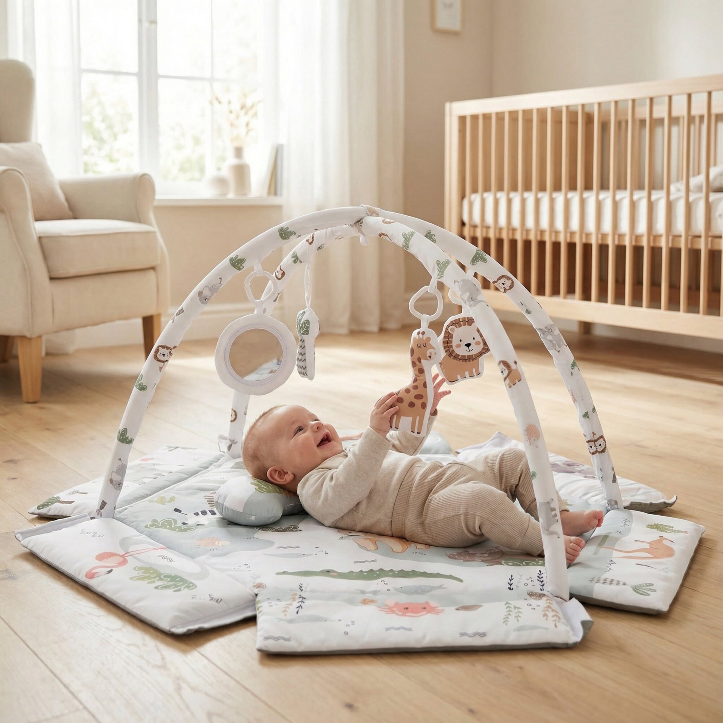Fillikid Spielbogen mit Matte & Bällen wildlife