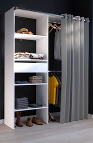 Kleiderschrank mit Vorhang "Bari 1" Weiß