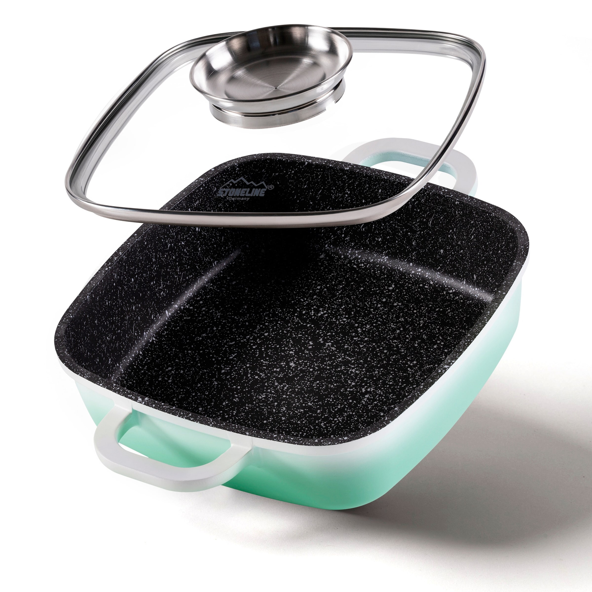 STONELINE® STONELINE Servierpfanne Eckig 20 cm Mint | mit Deckel