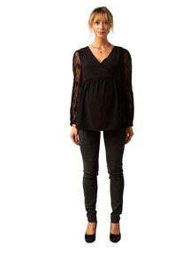Elegante Bluse mit Spitze für Schwangerschaft und Stillzeit