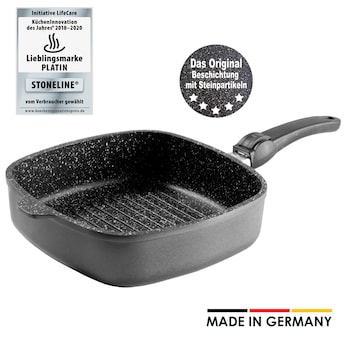 STONELINE Made in Germany STONELINE® Made in Germany Grillpfanne, 26 x 26 cm, Kokillenguss, mit abnehmbarem Griff