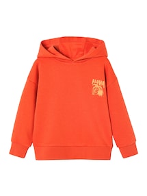 Jungen Kapuzensweatshirt mit Print, Recycling-Polyester BASIC
