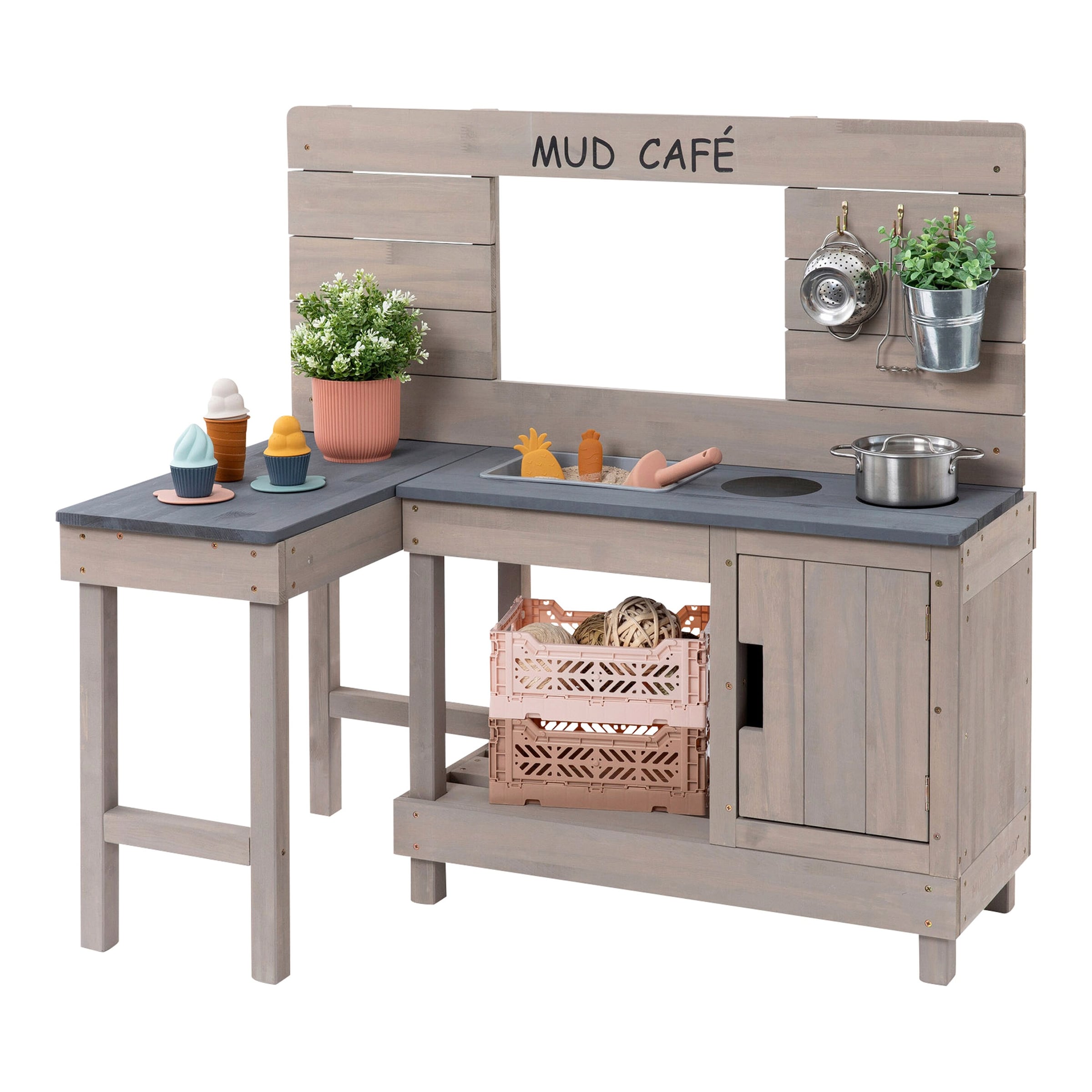 Muddy Buddy Matschküche Coffee Corner warmgrau 100 x 60 x 95 cm - Image 4