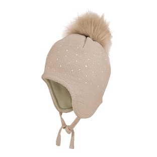 Bonnet d’hiver en maille perles fausse fourrure