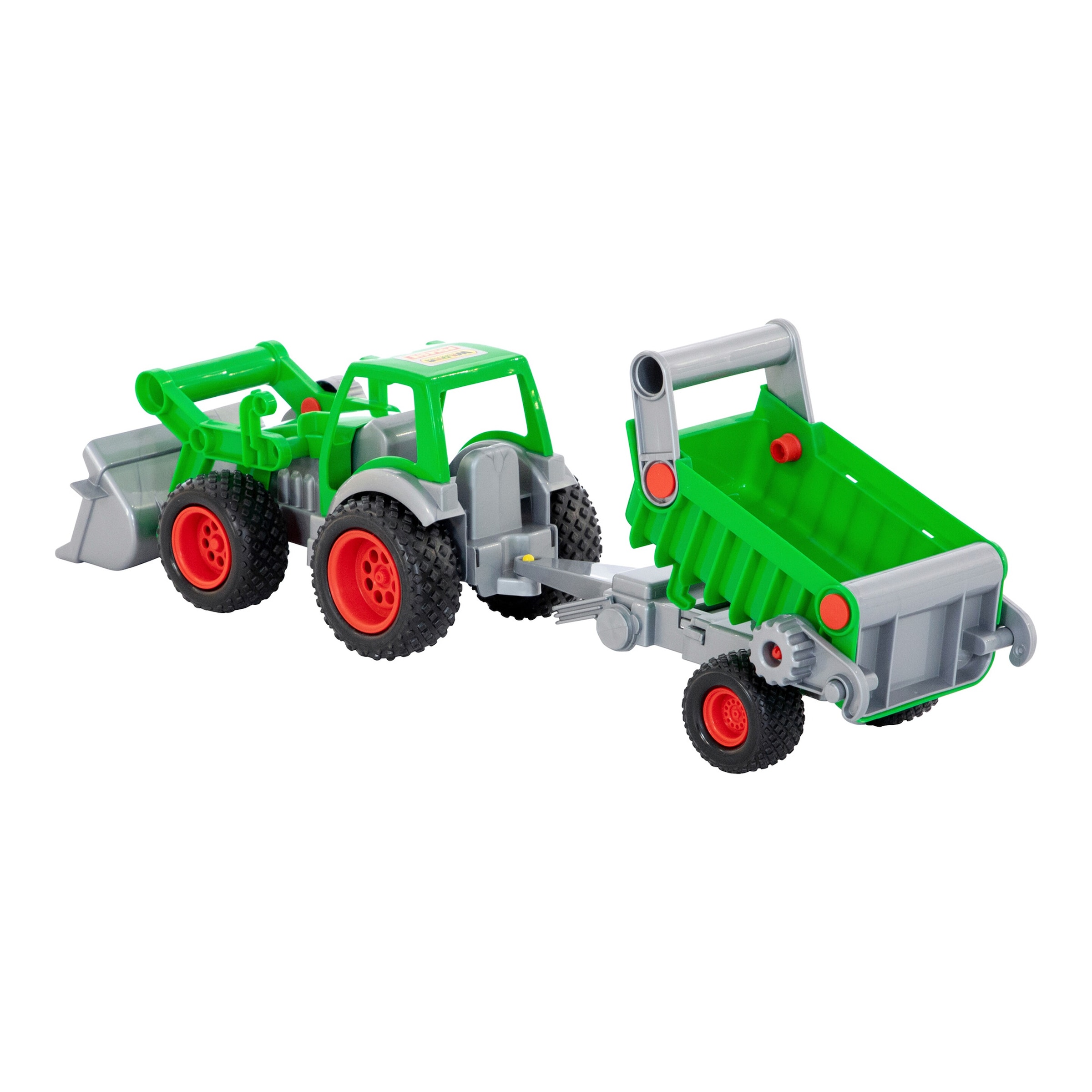Wader Farmer Technic Traktor mit Frontschaufel und Kippanhänger sortiert