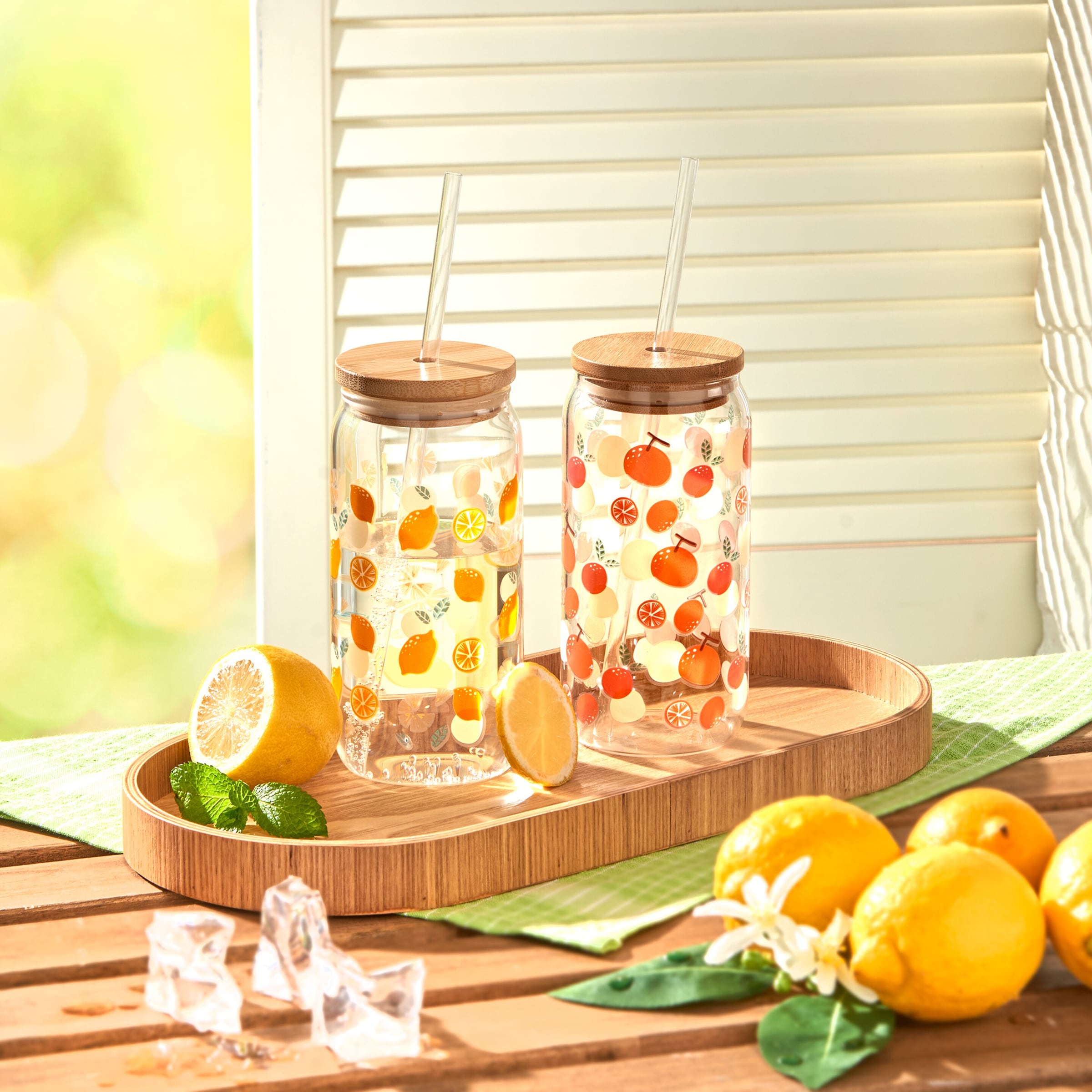 Trinkglas mit Strohhalm &amp; Deckel, 500 ml