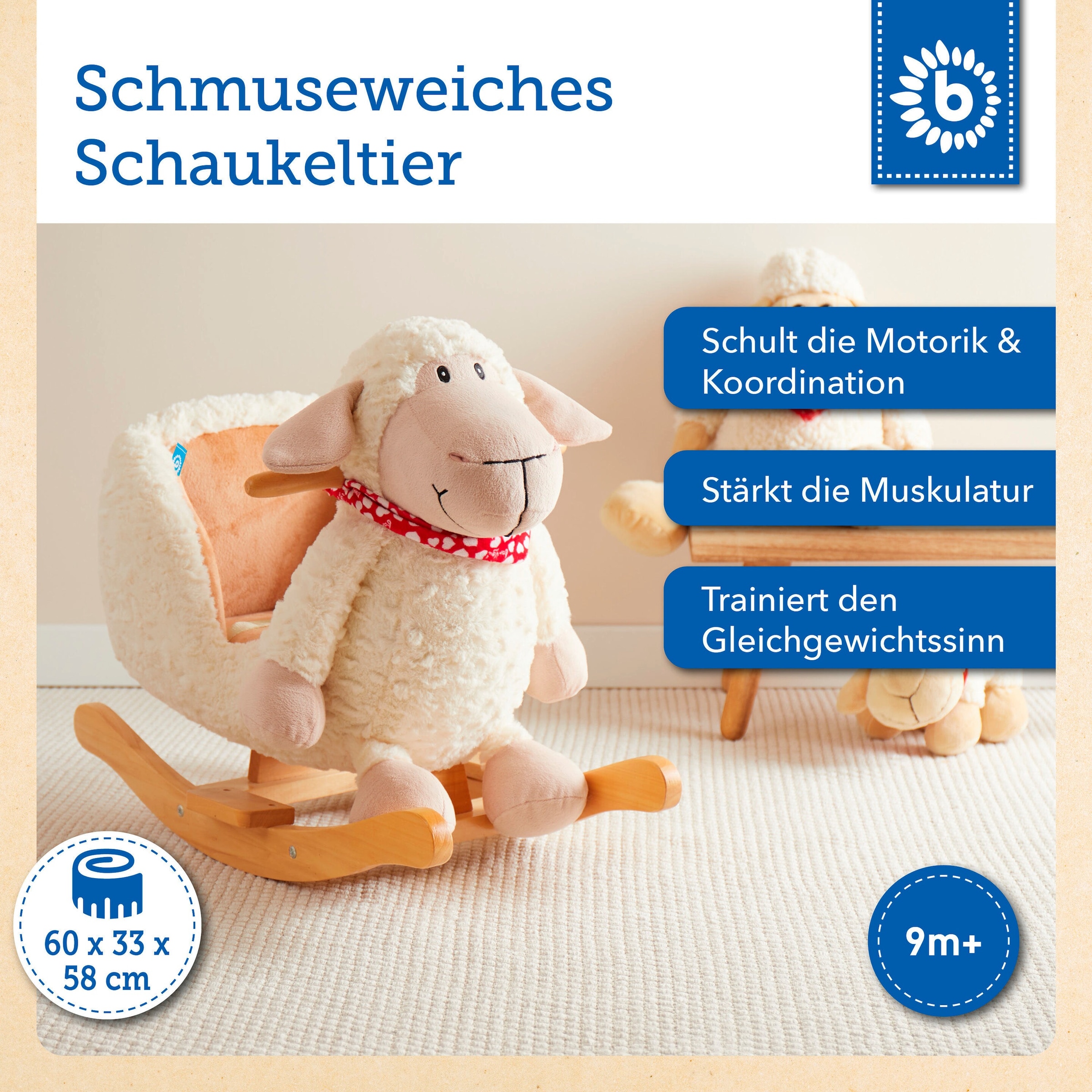 Bieco Plüsch Schaukeltier Schaf