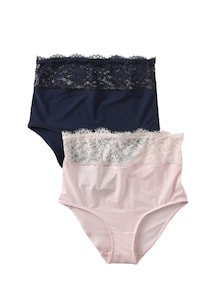 2er-Pack Umstands-Slips mit Spitze, hohe Taille
