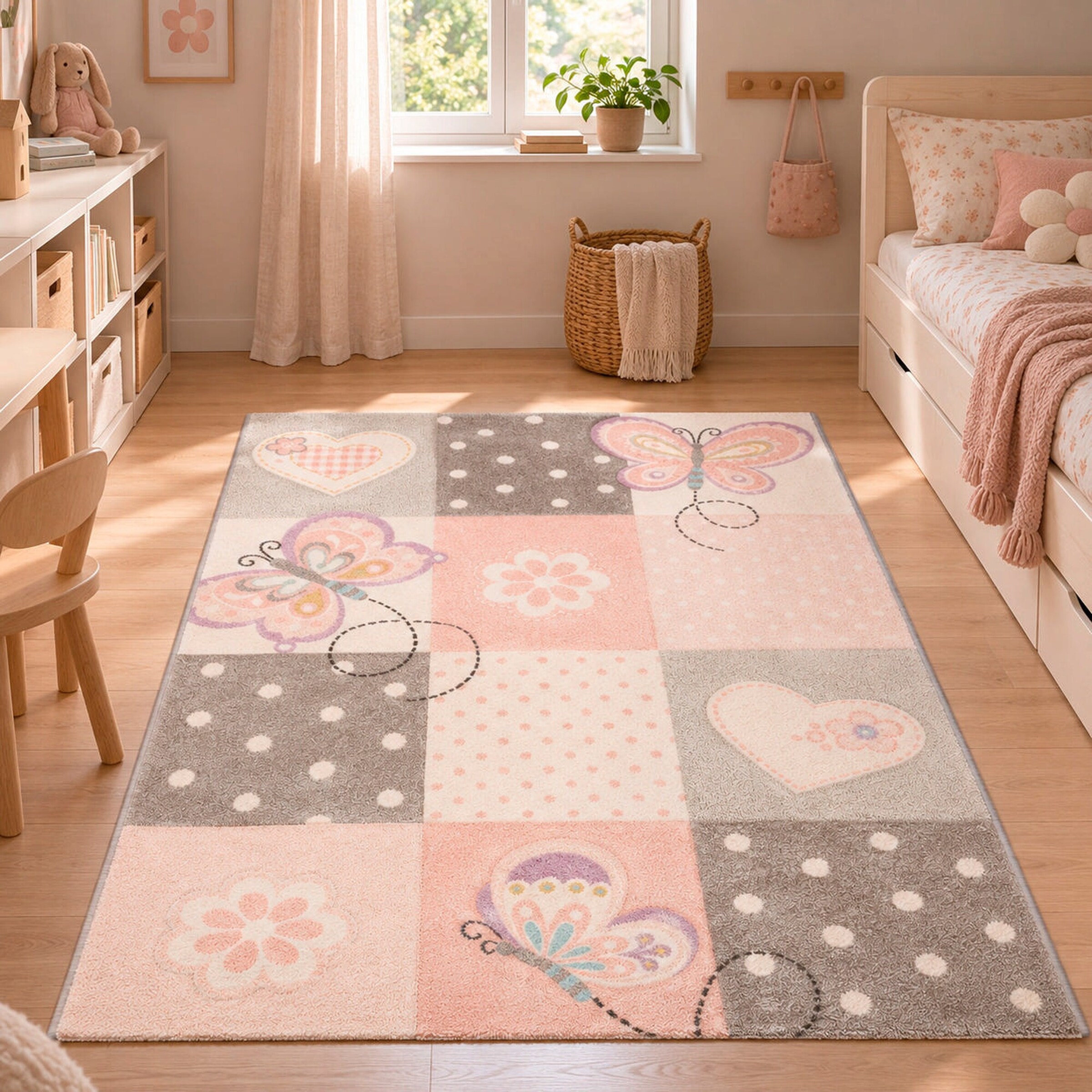 Pergamon Kinder Teppich Maui Kids Karo Herzen