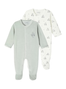 2er-Pack Baby Samt-Strampler mit Tier-Print 75% Bio-Baumwolle