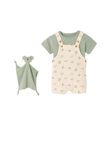 Baby Geschenk-Set: T-Shirt, Latzshorts & Schmusetuch