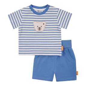 2-tlg. Set T-Shirt und Shorts Ringel Struktur Bär