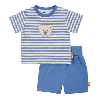 2-tlg. Set T-Shirt und Shorts Ringel Struktur Bär