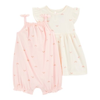 2-tlg. Set Kleid Flügelarm und Spieler Regenbogen