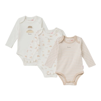 Lot de 3 bodys à manches longues rayures mouton nuage