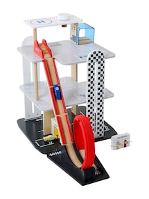 Holzspielzeug-Garage mit Looping, 3 Etagen, Holz FSC®