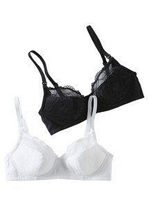 2er-Pack Bügel-BHs mit Spitze für Schwangerschaft und Stillzeit, Bio-Baumwolle