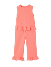 Set aus ärmelloser Bluse und Hose mit Rüschen für Mädchen
