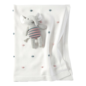 Babydecken-Set mit Greifling Elefant 80x100 cm