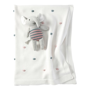 Babydecken-Set mit Greifling Elefant 80x100 cm