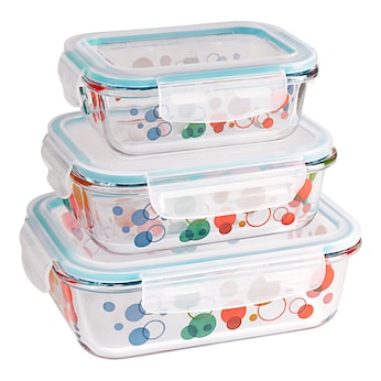 Lot de boîtes fraîcheur en verre « Pois », 6 pièces   