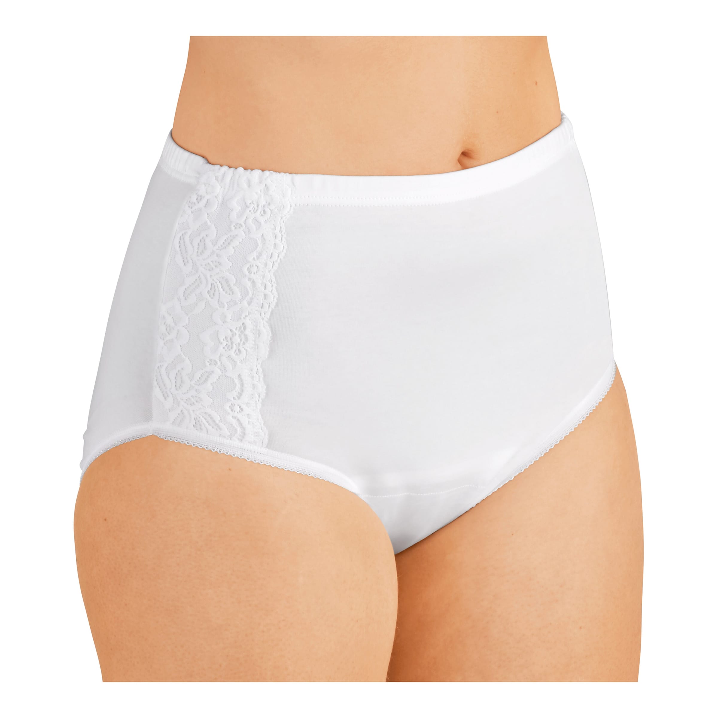 Sicherheits-Damenslip mit Spitze weiss L