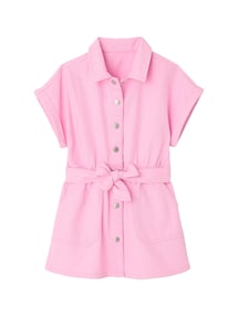 Hemdkleid mit Bindegürtel aus Twill, Mädchen