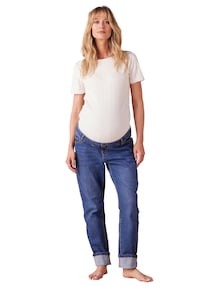 Umstandsjeans Slim-Fit mit abnehmbarem Einsatz Bundweite verstellbar